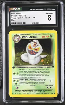 CGC 8 Dark Arbok 2/82 Holo 1st Edition Team Rocket Pokemon Card - Image 1