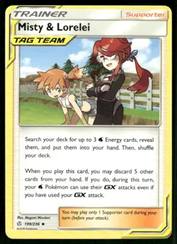 Misty & Lorelei 199/236 Uncommon Normal NM Pokemon SM - Cosmic Eclipse - Image 1