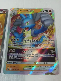 Pokemon TCG Lucario VSTAR - SWSH214 + V SWSH213 Black Star Promo NM/M - Image 2