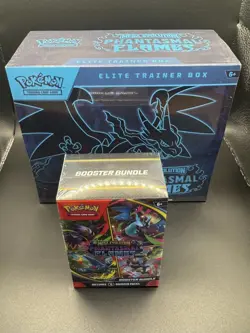 Sealed Pokemon TCG Phantasmal Flames ETB Elite Trainer Box & Booster Bundle - Image 1