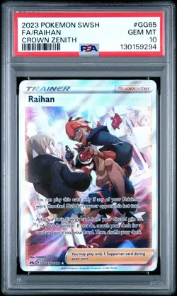 PSA 10 Raihan GG65/GG70 Crown Zenith Holo Pokemon Card - Gem Mint - Image 1