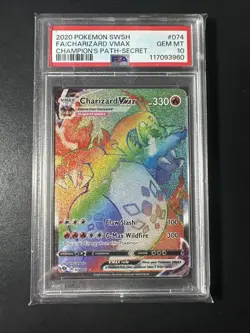 Pokemon TCG Charizard VMAX Champion's Path Holo Secret Rare Card 074/073 PSA 10 - Image 1