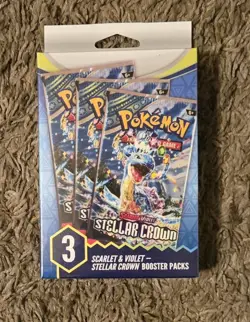 Pokemon Scarlet & Violet Stellar Crown 3 Booster Packs Box New Sealed - Image 1
