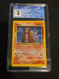 2001 Pokemon Neo Revelations Entei Holo 6/64 CGC 5 (Swirl Top Left) - Image 1