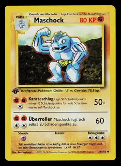 Pokemon Card - Machoke Maschock German 1st Edition Base Set 34/102 Uncommon - Image 1