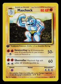 Pokemon Card - Machoke Maschock German 1st Edition Base Set 34/102 Uncommon - Image 1
