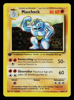 Pokemon Card - Machoke Maschock German 1st Edition Base Set 34/102 Uncommon - Image 1