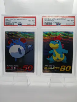 2001 POKEMON JAPANESE MEIJI PROMO SILVER FOIL PSA 8 LOT X2 CARDS NINTENDO PM - Image 1