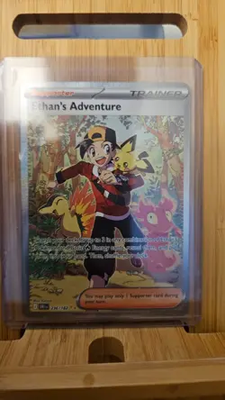 Pokemon TCG Destined Rivals Ethan's Adventure Full Art Trainer Card 236/182 SIR - Image 1