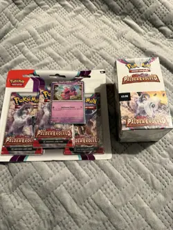 Pokemon TCG Paldea Evolved Half Booster Box & triple blister bundle-damage seal - Image 1