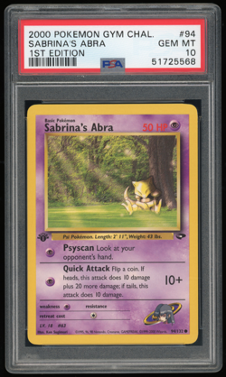 2000 POKEMON GYM CHALLENGE 1ST EDITION #94/132 SABRINA'S ABRA PSA 10 *LOW POP 87 - Image 1