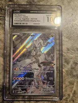 CGC 10 2025 Pokemon Journey Together 167 N'S RESHIRAM Stamped Box Topper IR - Image 1