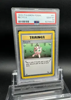 1999-2000 Pokemon Red Logo Fossil 3rd Print Recycle 61/62 PSA 10 Gem Mint - Image 1
