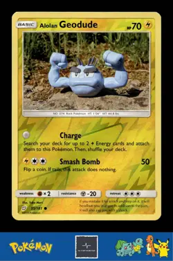 2019 Pokemon SM Team Up 35/181 Alolan Geodude (Morii) Reverse - Image 1