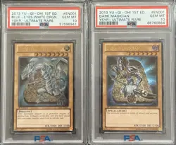 2013 PSA 10 YUGIOH YSYR 1ST ED ULTIMATE RARE DARK MAGICIAN & BLUE EYES SET 💎 - Image 1