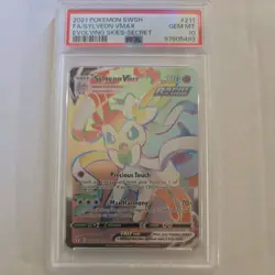 Sylveon VMAX PSA 10 English Pokemon Card 211/203 Evolving Skies 2021 Rainbow - Image 1