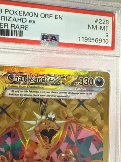Pokemon TCG Charizard EX Obsidian Flames Holo Hyper Rare Card PSA 8 - Image 3
