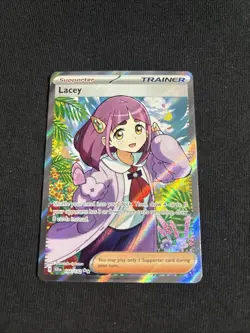 Pokemon TCG Stellar Crown Lacey Full Art Ultra Rare Holo Trainer Card 166/142 - Image 3
