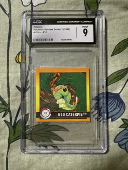 Caterpie 10 Artbox Series Stickers Vintage Pokemon Trading Card Game 1999 CGC 9 - Image 1