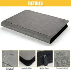 1015+ Pockets Trading Card Binder, 16 Pocket Ringless Side Loading Card Holder - Image 3