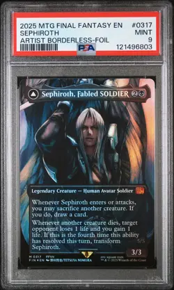 2025 Magic The Gathering Final Fantasy Sephiroth Artist Borderless-Foil PSA 9 - Image 1