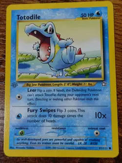 Totodile 81/111 1st Edition Grey Stamp Error Misprint Neo Genesis Pokemon Card - Image 1
