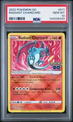 2022 Pokemon SWSH Pokemon GO Radiant Charizard #011/078 PSA 10 - Image 1
