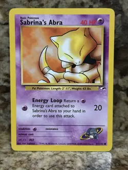 Pokemon TCG Sabrina's Abra 91/132 1st Edition Gym Heroes - LP - Image 1