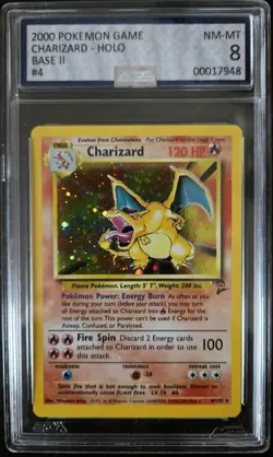 2000 POKEMON BASE SET 2 #4 CHARIZARD-HOLO AGS 8 - Image 1