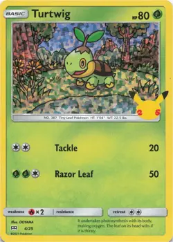Pokemon - Turtwig - 4/25 #004/025 - McDonald's 25th Anniversary Promos Holo - Image 1