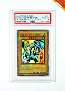 Yu-Gi-Oh! PSA 10 Blue-Eyes White Dragon First Edition #LOB-001 2002 English - Image 1