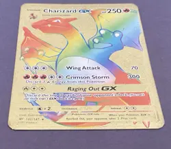 2017 Pokemon TCG ~ Rainbow Gold Charizard GX Gold Metal Card 150/147 - Image 2