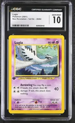 CGC 10 GEM MINT Lugia Neo Revelation 1st Edition 20/64 Pokemon Card - Image 1