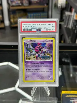 PSA 7 Pokemon Hoopa STAFF Prerelease Promo Steam Seige XY147 RARE Holo - Image 1