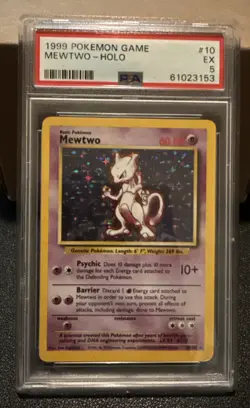 1999 POKEMON BASE SET UNLIMITED #10 MEWTWO-HOLO PSA 5 - Image 1