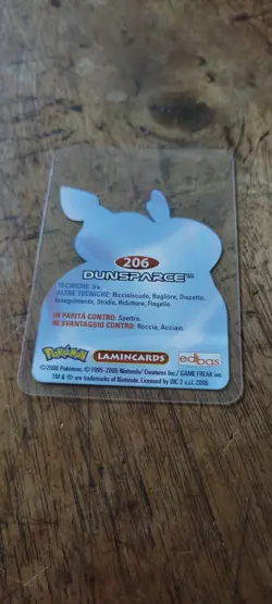 Dunsparce 206 Pokemon Lamincards Edibas - ITA - EXC - Image 2