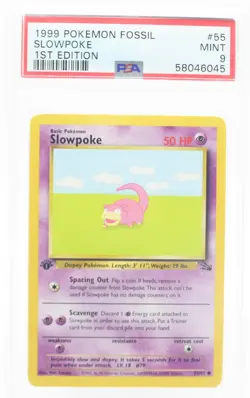 PSA 9 MINT 1999 Pokemon Fossil #55 Slowpoke 1st Edition !!! - Image 1