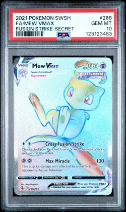 2021 POKEMON SWORD & SHIELD FUSION STRIKE SECRET #268 FULL ART/MEW VMAX PSA 10 - Image 1