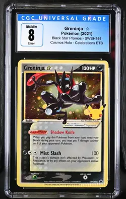 CGC 8 NM/MINT CRIMP ERROR Greninja Star SWSH144 Black Star Promos Holo Pokemon - Image 1