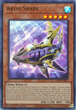 Yugioh! MP Abyss Shark - LED9-EN001 - Ultra Rare - 1st Edition Moderately Played - Image 1