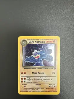 Pokemon Dark Machamp Holo Card 10/82 Team Rocket Series LP PARTIAL SWIRL - Image 1