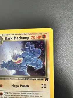 Pokemon Dark Machamp Holo Card 10/82 Team Rocket Series LP PARTIAL SWIRL - Image 2