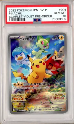 PSA 10 Pikachu 001/SV-P Scarlet/Violet Pre-Order Promo Japanese Pokemon Card - Image 1