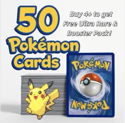 50 Pokemon Cards Bulk Lot - Mystery Pack - Gift Wrapped - No duplicate! - Image 1