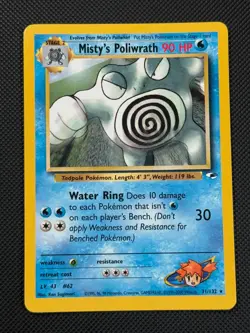 Misty's Poliwrath 31/132 REGULAR Pokemon Card WOTC Gym Heroes Non Holo Rare - Image 1