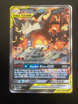 Pokemon Reshiram & Charizard GX Tag Team SM201 Black Star Promo Moderate Play - Image 1