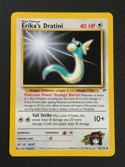 Erika's Dratini 42/132 REGULAR Pokemon Card WOTC Gym Heroes Uncommon - Image 1