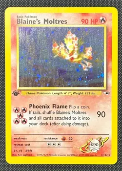 BLAINE'S MOLTRES 1ST EDITION 1/132 GYM HEROES POKEMON CARD NM - Image 1