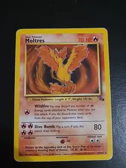 Moltres - 27/62 - Pokemon Fossil Unlimited Rare Card WOTC Vintage LP/MP - Image 1