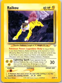 Raikou 22/64 Non Holo Neo Revelation - Pokemon Card - LP - Image 1